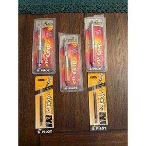 Pilot Dr. Grip Center Gravity Ballpoint Pen Set 3 Pens 2 Refill Packs Black Ink
